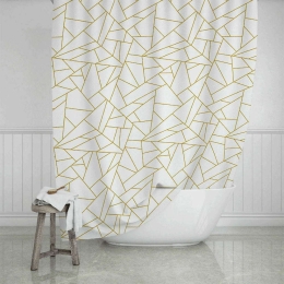 Κουρτίνα Μπάνιου Abstract 02-11758180x200cm White-Gold Estia 180Πx200Υ Πολυέστερ