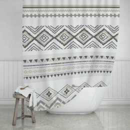 Κουρτίνα Μπάνιου Tribe 02-11765 180x200cm Multi Estia 180Πx200Υ Πολυέστερ
