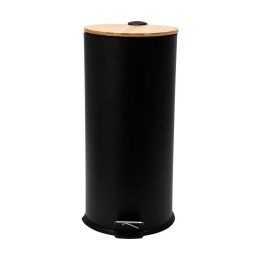 Κάδος Απορριμμάτων Soft Close Bamboo Essentials 30Lt 01-12878 Φ29x65,6cm Natural-Black Estia Μέταλλο,Bamboo