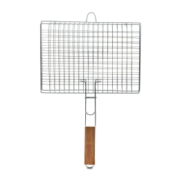 Σχάρα Ψησίματος Bbq Με Ξύλινη Λαβή 05-9472 60x40cm Silver Estia Μέταλλο