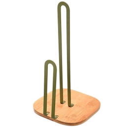 Βάση Χαρτιού Κουζίνας Bamboo Essentials 01-14131 16x16x31,5cm Olive-Natural Estia Μέταλλο,Bamboo