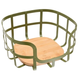 Φρουτιέρα Bamboo Essentials 01-14162 24x24x12,7cm Olive-Natural Estia Μέταλλο,Bamboo