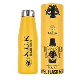 Ισοθερμικό Μπουκάλι Travel Flask AEK BC 00-13240 500ml Yellow-Black Estia Ανοξείδωτο Ατσάλι