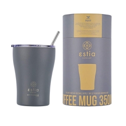 Ποτήρι-Θερμός Με Καλαμάκι Save The Aegean 01-12441 350ml Grey Estia