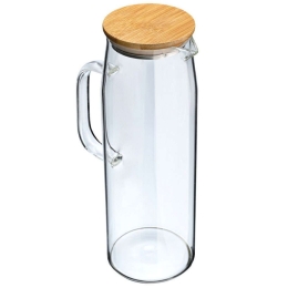 Κανάτα Με Καπάκι Bamboo Essentials 01-19587 1000ml Clear-Natural Estia Γυαλί,Bamboo