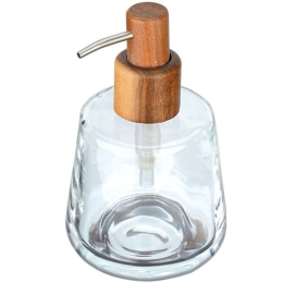 Δοχείο Κρεμοσάπουνου Acacia 02-18160 10x10x10,5cm 320ml Natural-Clear Estia Ξύλο,Γυαλί