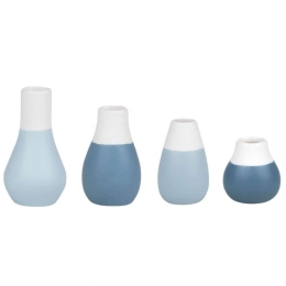 Βάζα Pastels (Σετ 4Τμχ) LBTRD0014475 4/8,5cm White-Blue Raeder Πορσελάνη,Γυαλί