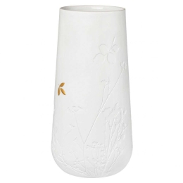Βάζο Gold Leaf LBTRD0014136 Φ12x25cm White-Gold Raeder Πορσελάνη