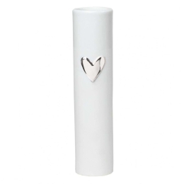 Βάζο Love LBTRD0015349 Φ5,5x17cm White-Silver Raeder Πορσελάνη