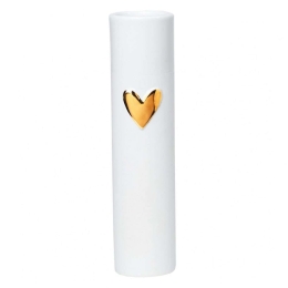 Βάζο Love LBTRD0015583 Φ5,5x17cm White-Gold Raeder Πορσελάνη