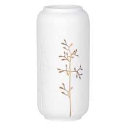 Βάζο Minivase LBTRD0016487 Φ4,5x10cm White-Gold Raeder Πορσελάνη,Γυαλί