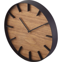 Ρολόι Τοίχου BR LBTYMZK4108 Φ26,5x4,2cm Black-Brown Yamazaki Ατσάλι,Ξύλο