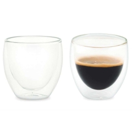 Ποτήρια Espresso Διπλού Τοιχώματος (Σετ 2Τμχ) LBTAH-MS20101 Φ6x6cm 80ml Clear Andrea House Γυαλί
