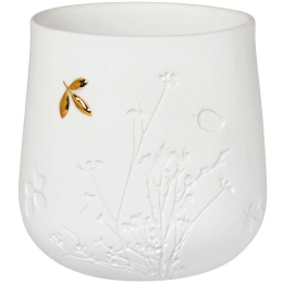 Κηροπήγιο Για Ρεσώ Gold Leaf LBTRD0014134 8x8cm White-Gold Reader Πορσελάνη,Γυαλί