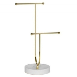 Διακοσμητική Βάση Κοσμημάτων Marble LBTAH-BA22176 13x9x3cm White-Gold Andrea House Μέταλλο,Polyresin