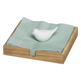 Χαρτοπετσετοθήκη Bird LBTRD0012159 18x18cm Natural-White Raeder Ξύλο,Πορσελάνη