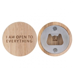 Ανοιχτήρι Μπουκαλιών I Am Open To Everything LBTRD0016332 Φ6x1,5cm Natural-Silver Raeder Μέταλλο,Ξύλο