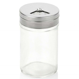 Βάζο Αποθήκευσης Μπαχαρικών LBTAH-CC69328 Φ4,5x8,5cm 90ml Silver-Clear Andrea House Μέταλλο,Γυαλί