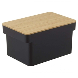 Ψωμιέρα Με Επιφάνεια Κοπής LBTYMZK4947 35,5x23x18,2cm Black-Natural Yamazaki Bamboo,Πολυπροπυλένιο