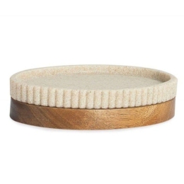 Σαπουνοθήκη LBTAH-BA22101 14x9,5x3cm Beige-Natural Andrea House Polyresin,Ξύλο