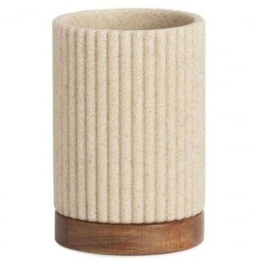 Ποτηροθήκη LBTAH-BA22103 Φ8x11cm Beige-Natural Andrea House Polyresin,Ξύλο