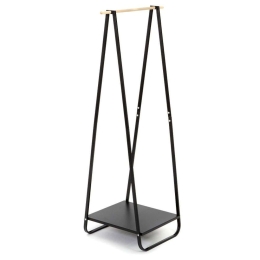 Κρεμάστρα Δαπέδου Με Ράφι Slim LBTYMZK2298 52x47x144cm Black-Natural Yamazaki Ατσάλι,Ξύλο