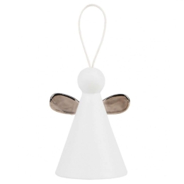 Στολίδι Χριστουγεννιάτικο Bell Angel Silver Wings LBTRD0090313 Φ4,5x6cm White-Silver Raeder