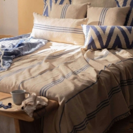 Κουβερλί Capri LBTCACAPR240AZU Ecru-Blue Calma House Υπέρδιπλο 240x260cm 100% Βαμβάκι