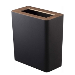 Κάδος Απορριμμάτων Rin Slim YMZK3195 10L 28x15x30cm Black Yamazaki Ατσάλι,Ξύλο