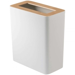 Κάδος Απορριμμάτων Rin Slim YMZK3196 10L 28x15x30cm White Yamazaki Ατσάλι,Ξύλο