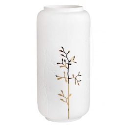 Βάζo Πορσελάνινο Gold Twing RD0015169 10,5x21,5cm White-Gold Raeder Πορσελάνη,Γυαλί