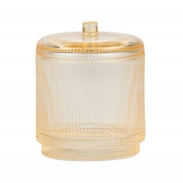 Δοχείο Για Βαμβάκι Vintage Crystal AH-BA72016 Φ9x10,5cm Yellow Andrea House Γυαλί
