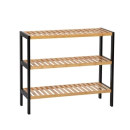 Ραφιέρα Επιδαπέδια 3 Επιπέδων AH-AX72067 70x26x58cm Natural-Black Andrea House Bamboo,Ξύλο