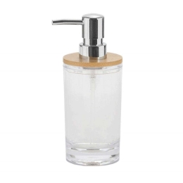 Δοχείο Κρεμοσάπουνου AH-BA23014 Φ7x17,5cm Clear-Natural Andrea House Ακρυλικό,Bamboo