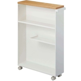 Ραφιέρα - Τρόλεϊ Μπάνιου Slim 47,5x13x68cm Natural-White Ατσάλι,Ξύλο