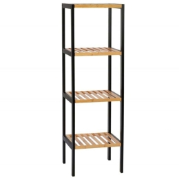 Ραφιέρα Μπάνιου Industrial AH-BA72069 34x33x110cm Natural-Black Μέταλλο,Bamboo