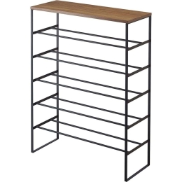Παπουτσοθήκη YMZK3370 66x25x87cm Black-Natural Ατσάλι,Ξύλο