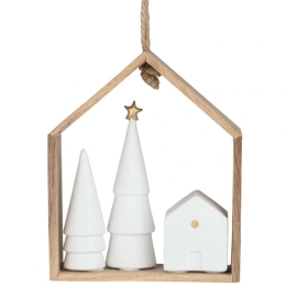 Στολίδι Χριστουγεννιάτικο Forest Cabin RD0090459 19x3,5x10,5cm Natural-White Raeder