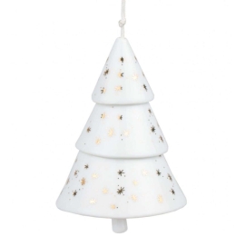 Στολίδι Χριστουγεννιάτικο Fir Bell Golden Satrs RD0090578 5x6,5cm White-Gold Raeder