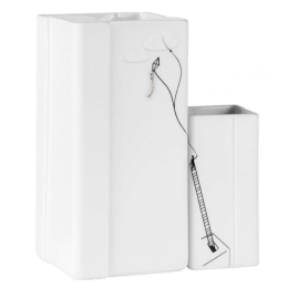 Βάζα (Σετ 2Τμχ) RD0017137 4x4x8/6,5x6,5x13cm White-Black Raeder Πορσελάνη