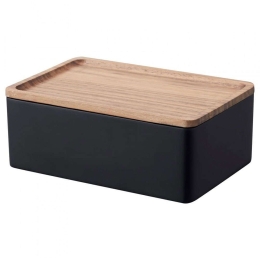 Κουτί Αποθήκευσης YMZK5166 12,5x18,5x7cm Black Yamazaki Ξύλο,Πέτρα
