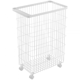 Καλάθι Απλύτων Τροχήλατο YMZK4776 46,5x28x61cm 55lt White Yamazaki Ατσάλι