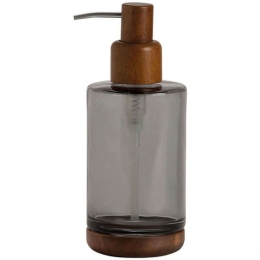 Δοχείο Κρεμοσάπουνου AH-BA73074 Φ7,5x19cm Grey-Brown Andrea House Ξύλο,Γυαλί