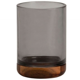 Ποτηροθήκη AH-BA73073 Φ7,5x7x10,5cm Grey-Brown Andrea House Ξύλο,Γυαλί