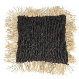 Διακοσμητική Μαξιλαροθήκη The Raffia Square BA034BN Black-Natural Bazar Bizar Raffia