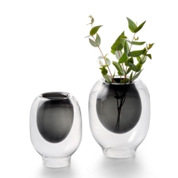 Βάζο Louisa 166004 19cm Clear-Black Philippi Γυαλί