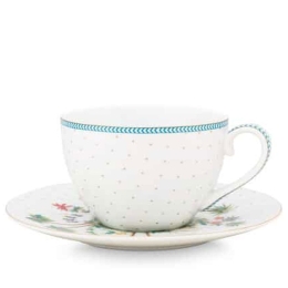 Φλυτζάνι Cappuccino Με Πιατάκι 51004117 Jolie Dots White Pip Studio Πορσελάνη