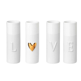 Βάζο Love (Σετ 4Τμχ) 0013802 3,5x9cm White-Gold Raeder Πορσελάνη