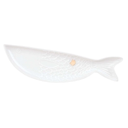 Διακοσμητική Πιατέλα Ψάρι 0015728 15x4x1cm White-Gold Raeder Πορσελάνη