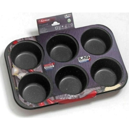 Φόρμα Muffins 6 Θέσεων Iris Granite 03.62.06 31,3x21,5x4cm Multi Keystone Αλουμίνιο